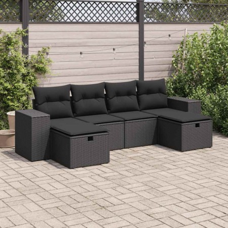 Set de sofás de jardín 6 piezas y cojines ratán sintético negro de , Conjuntos de jardín - Ref: Foro24-3325721, Precio: 402,8...