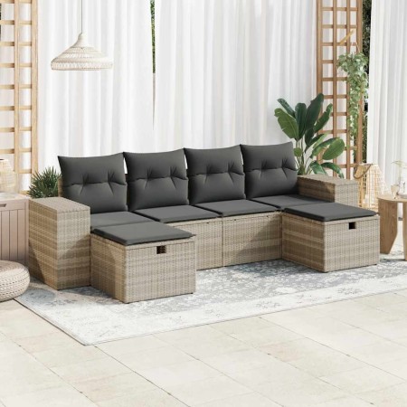 Set de sofás de jardín 6 pzas y cojines ratán sintético gris de , Conjuntos de jardín - Ref: Foro24-3325728, Precio: 386,69 €...