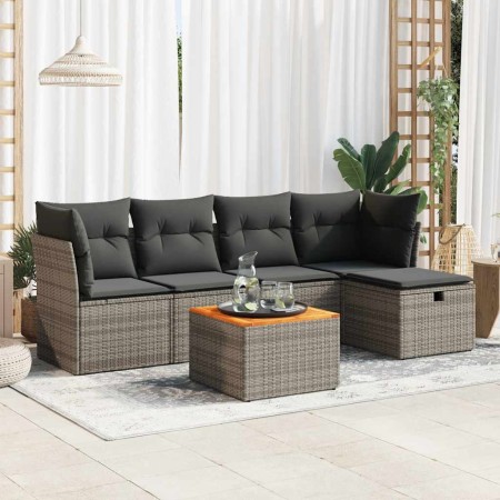 Set de muebles de jardín 6 pzas y cojines ratán sintético gris de , Conjuntos de jardín - Ref: Foro24-3325756, Precio: 341,84...