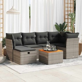 Set de sofás de jardín 7 pzas con cojines ratán sintético gris de , Conjuntos de jardín - Ref: Foro24-3325763, Precio: 435,82...