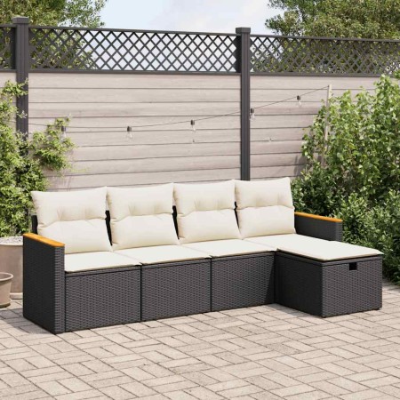 Set de muebles de jardín 5 pzas y cojines ratán sintético negro de , Conjuntos de jardín - Ref: Foro24-3325899, Precio: 298,1...