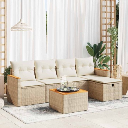 Juego de sofás jardín con cojines 6 pzas ratán sintético beige de , Conjuntos de jardín - Ref: Foro24-3325908, Precio: 400,62...