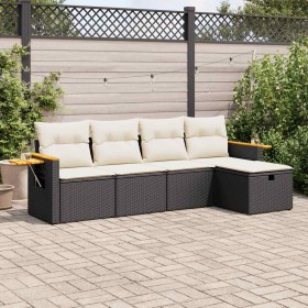Set de muebles de jardín 5 pzas y cojines ratán sintético negro de , Conjuntos de jardín - Ref: Foro24-3325955, Precio: 316,8...
