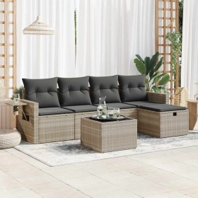 Set de sofás de jardín 6 pzas y cojines ratán sintético gris de , Conjuntos de jardín - Ref: Foro24-3325478, Precio: 370,73 €...