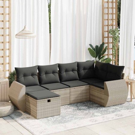 Set de sofás de jardín 6 pzas y cojines ratán sintético gris de , Conjuntos de jardín - Ref: Foro24-3325588, Precio: 420,37 €...