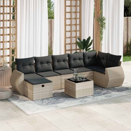 Set de sofás de jardín 8 pzas y cojines ratán sintético gris de , Conjuntos de jardín - Ref: Foro24-3325618, Precio: 556,09 €...