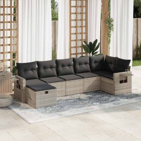 Set de sofás de jardín 7 pzas con cojines ratán PE gris claro de , Conjuntos de jardín - Ref: Foro24-3325508, Precio: 462,85 ...