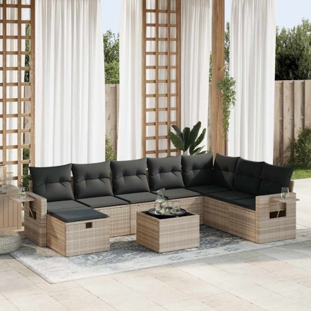 Set muebles jardín 9 pzas y cojines ratán sintético gris claro de , Conjuntos de jardín - Ref: Foro24-3325548, Precio: 583,18...