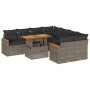 Set sofás jardín y cojines 9 pzas ratán sintético acacia gris de , Conjuntos de jardín - Ref: Foro24-3327469, Precio: 588,22 ...