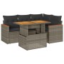 Set sofás jardín y cojines 5 pzas ratán sintético acacia gris de , Conjuntos de jardín - Ref: Foro24-3327483, Precio: 379,72 ...
