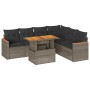 Set sofás jardín y cojines 7 pzas ratán sintético acacia gris de , Conjuntos de jardín - Ref: Foro24-3327497, Precio: 467,21 ...