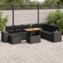 Set sofás jardín y cojines 9 pzas ratán sintético acacia negro de , Conjuntos de jardín - Ref: Foro24-3327408, Precio: 614,38...