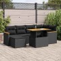 Set sofás jardín y cojines 7 pzas ratán sintético acacia negro de , Conjuntos de jardín - Ref: Foro24-3327506, Precio: 507,56...