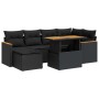 Set sofás jardín y cojines 7 pzas ratán sintético acacia negro de , Conjuntos de jardín - Ref: Foro24-3327506, Precio: 507,56...