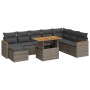 Set sofás jardín y cojines 9 pzas ratán sintético acacia gris de , Conjuntos de jardín - Ref: Foro24-3327525, Precio: 581,22 ...