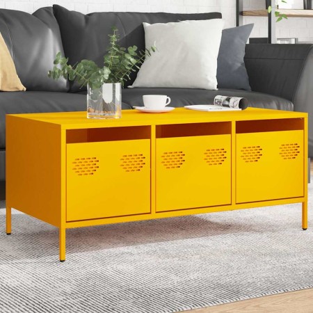 Mesa de centro acero laminado en frío amarillo 101,5x50x43,5 cm de , Mesas de centro - Ref: Foro24-851271, Precio: 112,31 €, ...
