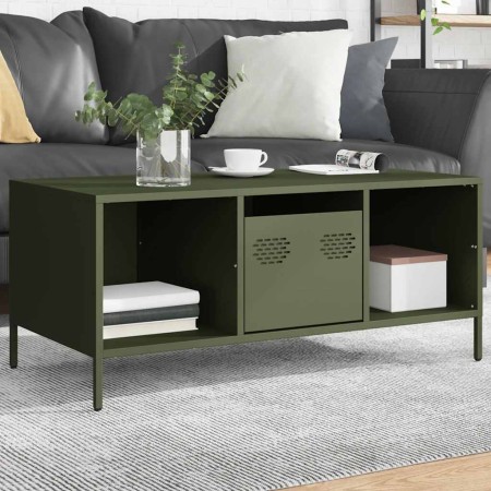Mesa de centro acero laminado frío verde oliva 101,5x50x43,5 cm de , Mesas de centro - Ref: Foro24-851278, Precio: 92,95 €, D...