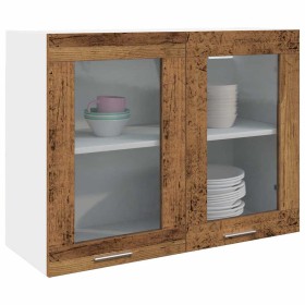 Armario colgante vidrio madera ingeniería envejecida 80x31x60cm de , Armarios de cocina - Ref: Foro24-856119, Precio: 71,83 €...