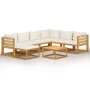 Muebles de jardín 8 pzas cojines crema madera maciza de acacia de vidaXL, Conjuntos de jardín - Ref: Foro24-3057646, Precio: ...