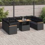 Set sofás jardín y cojines 10 pzas ratán sintético acacia negro de , Conjuntos de jardín - Ref: Foro24-3327527, Precio: 703,0...
