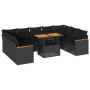 Set sofás jardín y cojines 10 pzas ratán sintético acacia negro de , Conjuntos de jardín - Ref: Foro24-3327527, Precio: 703,0...