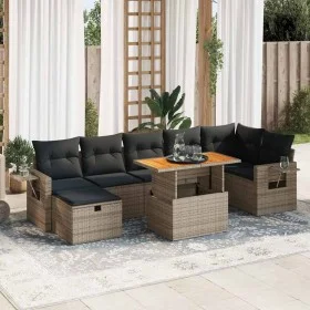 Set sofás jardín y cojines 5 pzas ratán sintético acacia gris de , Conjuntos de jardín - Ref: Foro24-3328040, Precio: 536,09 ...