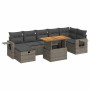 Set sofás jardín y cojines 5 pzas ratán sintético acacia gris de , Conjuntos de jardín - Ref: Foro24-3328040, Precio: 552,58 ...