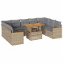 Set sofás jardín y cojines 10 pzas ratán sintético acacia beige de , Conjuntos de jardín - Ref: Foro24-3327531, Precio: 694,8...