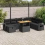Set sofás jardín y cojines 9 pzas ratán sintético acacia negro by , Garden sets - Ref: Foro24-3328042, Price: 632,66 €, Disco...