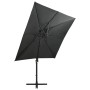 Sombrilla voladiza con poste y luces LED gris antracita 250 cm de vidaXL, Sombrillas - Ref: Foro24-312322, Precio: 153,21 €, ...