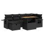 Set sofás jardín y cojines 8 pzas ratán sintético acacia negro de , Conjuntos de jardín - Ref: Foro24-3328028, Precio: 523,60...