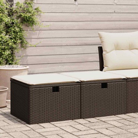Set sofás jardín y cojines 2 pzas ratán sintético acacia marrón de , Conjuntos de jardín - Ref: Foro24-3328676, Precio: 105,3...