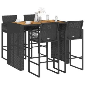 Set bar jardín sin cojines 5 pzas ratán sintético acacia negro de , Conjuntos de jardín - Ref: Foro24-3328889, Precio: 546,05...