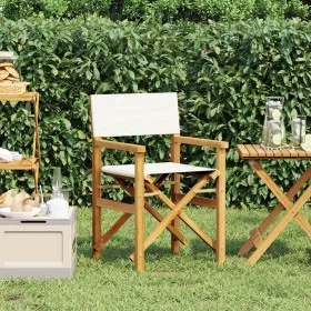 Silla de director plegable madera maciza de teca crema de , Sillas de jardín - Ref: Foro24-4008507, Precio: 131,19 €, Descuen...