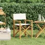 Silla de director plegable madera maciza de teca crema de , Sillas de jardín - Ref: Foro24-4008507, Precio: 131,19 €, Descuen...