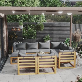 Muebles de jardín 10 pzas cojines madera maciza de acacia de vidaXL, Conjuntos de jardín - Ref: Foro24-3057616, Precio: 994,1...