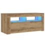 Mueble de TV luces LED madera roble artisan 90x35x40 cm de , Muebles TV - Ref: Foro24-856322, Precio: 85,29 €, Descuento: %