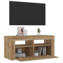 Mueble de TV luces LED madera roble artisan 90x35x40 cm de , Muebles TV - Ref: Foro24-856322, Precio: 85,29 €, Descuento: %
