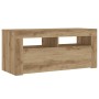 Mueble de TV luces LED madera roble artisan 90x35x40 cm de , Muebles TV - Ref: Foro24-856322, Precio: 85,29 €, Descuento: %
