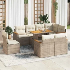 Set sofás jardín y cojines 9 pzas ratán sintético acacia beige de , Conjuntos de jardín - Ref: Foro24-3327502, Precio: 684,13...