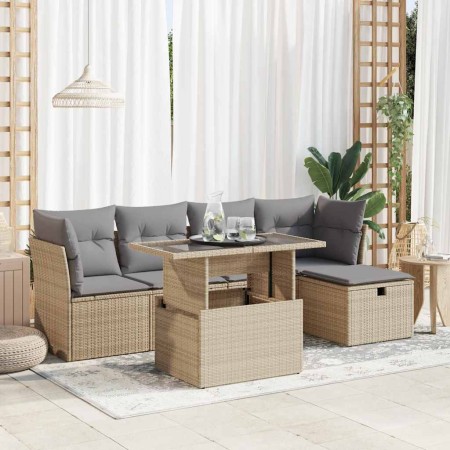 Juego de sofás jardín con cojines 6 pzas ratán sintético beige de , Conjuntos de jardín - Ref: Foro24-3327769, Precio: 417,89...