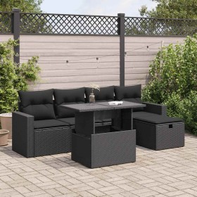 Set de sofás de jardín 6 piezas y cojines ratán sintético negro de , Conjuntos de jardín - Ref: Foro24-3327805, Precio: 440,5...