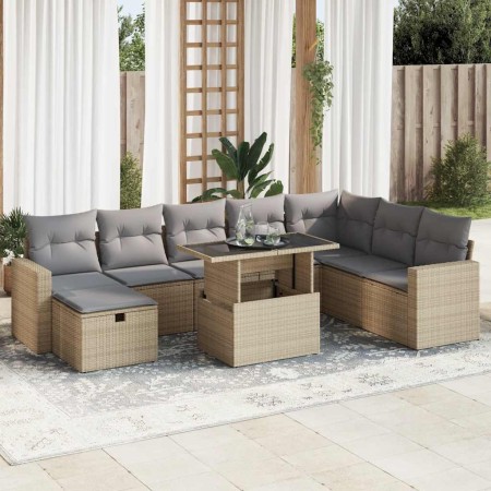 Set de sofás de jardín con cojines 9 pzas ratán sintético beige de , Conjuntos de jardín - Ref: Foro24-3327839, Precio: 648,8...