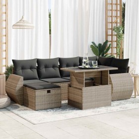 Set de sofás de jardín 7 pzas con cojines ratán sintético gris de , Conjuntos de jardín - Ref: Foro24-3327900, Precio: 522,08...