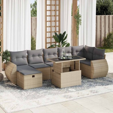 Set de sofás de jardín y cojines 8 piezas ratán sintético beige de , Conjuntos de jardín - Ref: Foro24-3327909, Precio: 557,3...