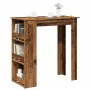 Mesa bar con estante almacenaje envejecida 102x50x103,5 cm de , Mesas de cocina y de comedor - Ref: Foro24-856762, Precio: 99...
