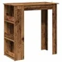 Mesa bar con estante almacenaje envejecida 102x50x103,5 cm de , Mesas de cocina y de comedor - Ref: Foro24-856762, Precio: 99...