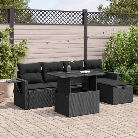 Set de sofás de jardín 6 piezas y cojines ratán sintético negro de , Conjuntos de jardín - Ref: Foro24-3327845, Precio: 506,0...