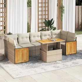 Set sofás jardín y cojines 8 pzas ratán sintético acacia beige de , Conjuntos de jardín - Ref: Foro24-3327684, Precio: 595,54...