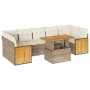 Set sofás jardín y cojines 8 pzas ratán sintético acacia beige de , Conjuntos de jardín - Ref: Foro24-3327684, Precio: 575,36...